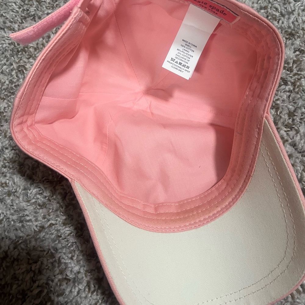 Kate Spade Pink Baseball Cap 
with White Floral Embroidery - Picture 7 of 7